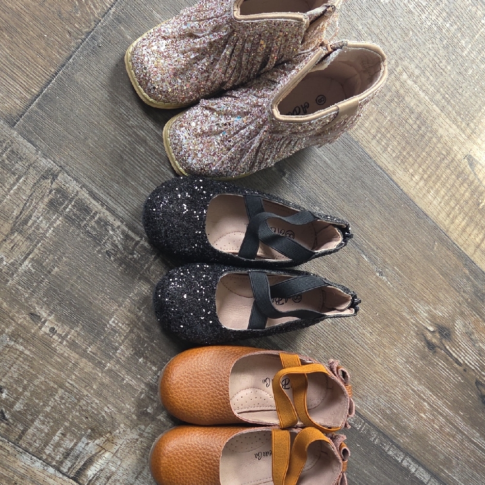 Kids Glitter Ankle Boots and Mary Janes - Black, Rose Gold, Tan